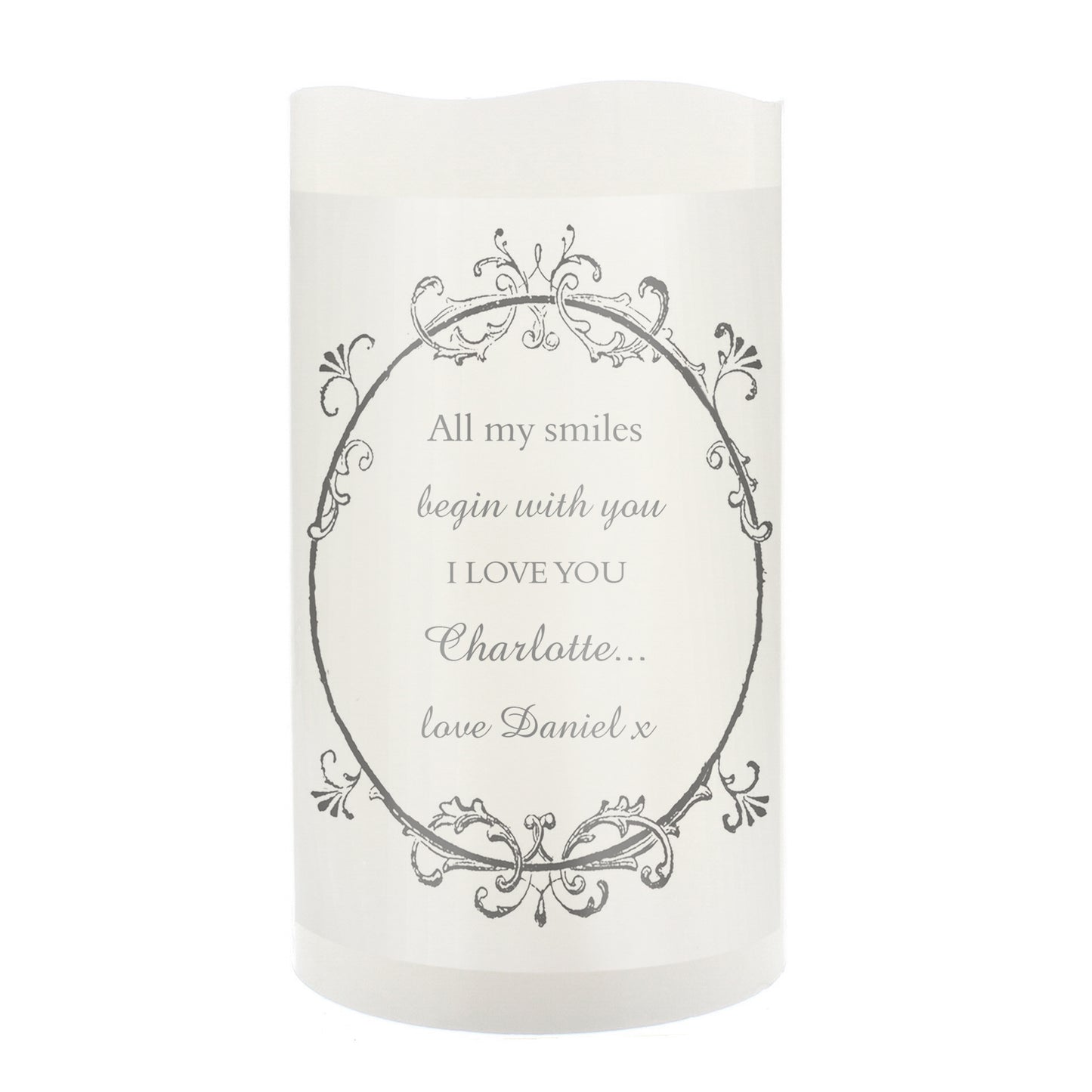 Personalised Ornate Frame LED Candle - MK&JD Gifts