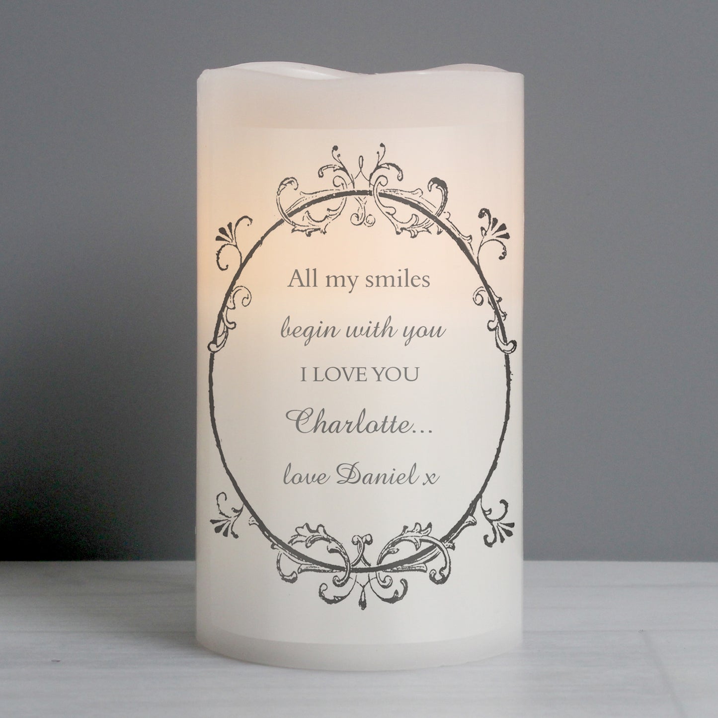 Personalised Ornate Frame LED Candle - MK&JD Gifts