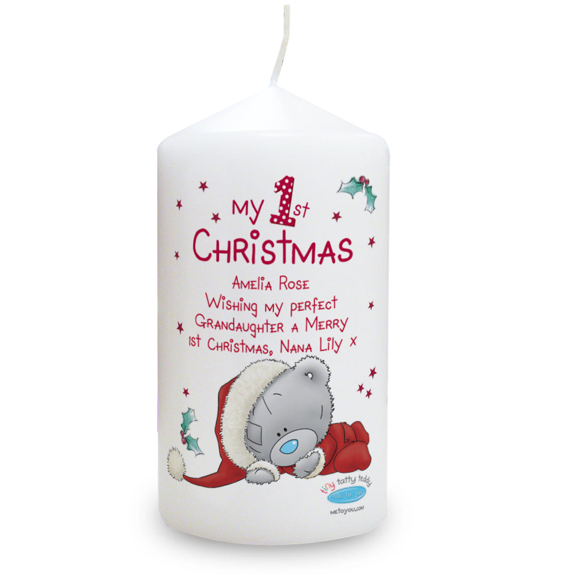 Personalised Me To You My 1st Christmas Pillar Candle - MK&JD Gifts