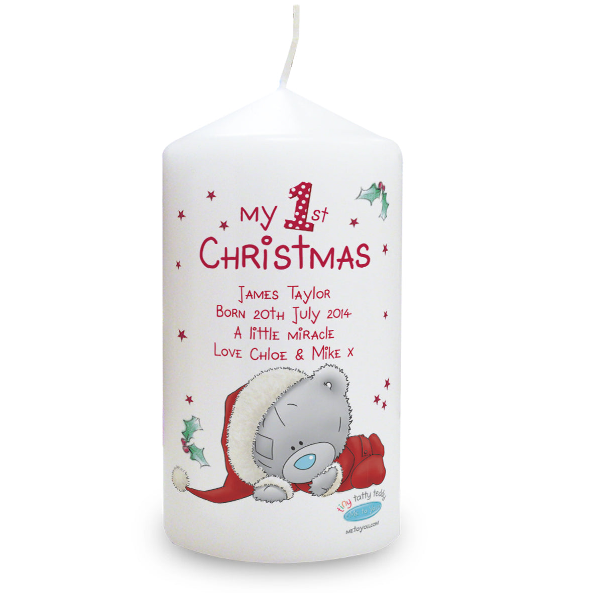 Personalised Me To You My 1st Christmas Pillar Candle - MK&JD Gifts