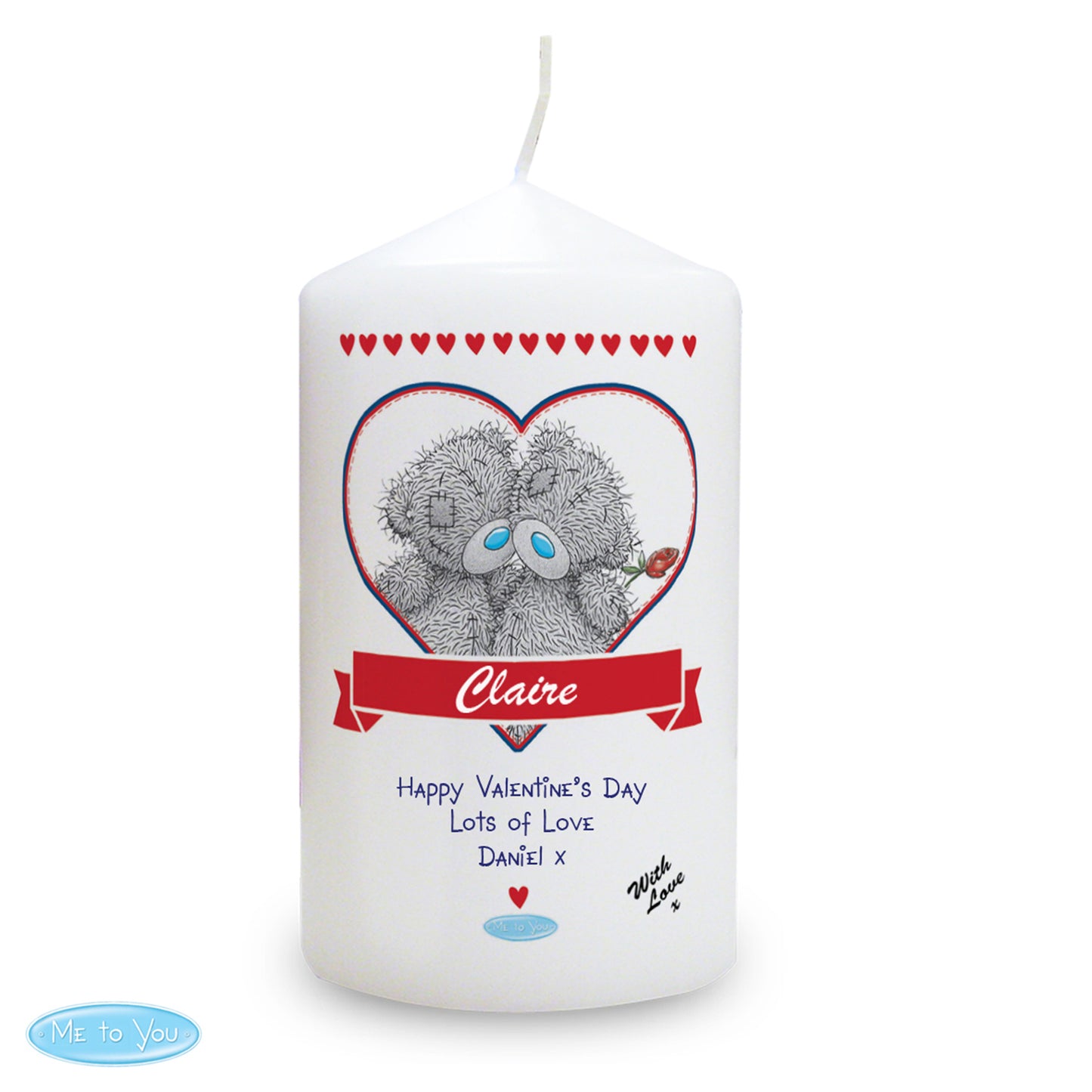 Personalised Me to You Couple Pillar Candle - MK&JD Gifts