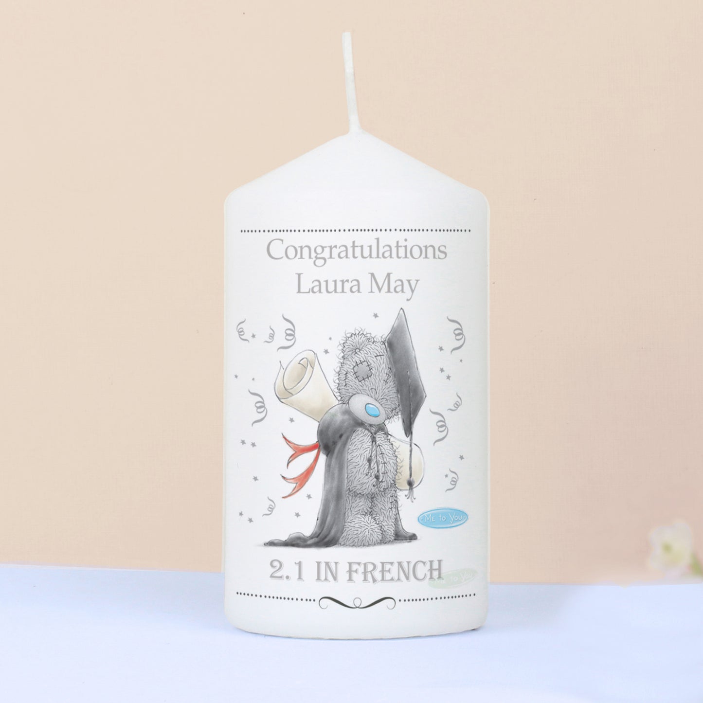 Personalised Me to You Graduation Pillar Candle - MK&JD Gifts