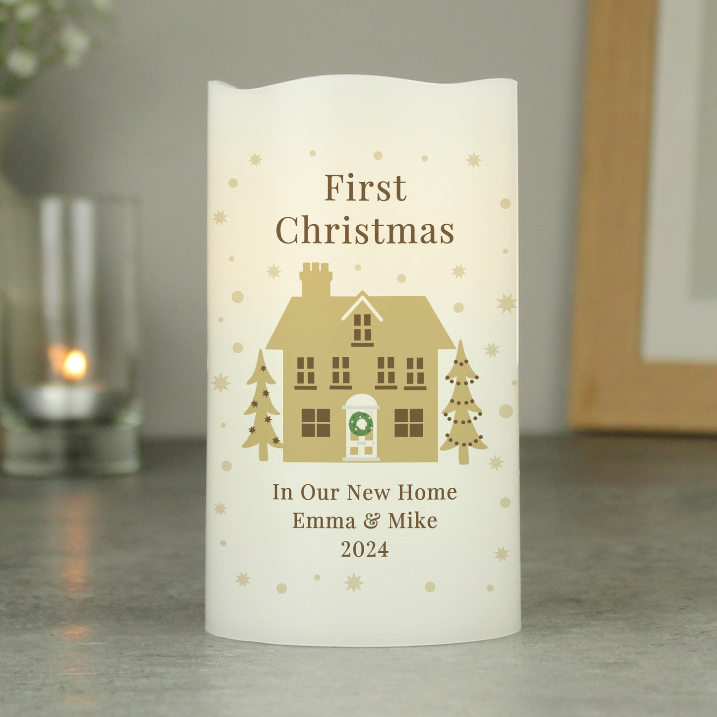 Personalised Festive Village LED Candle - MK&JD Gifts