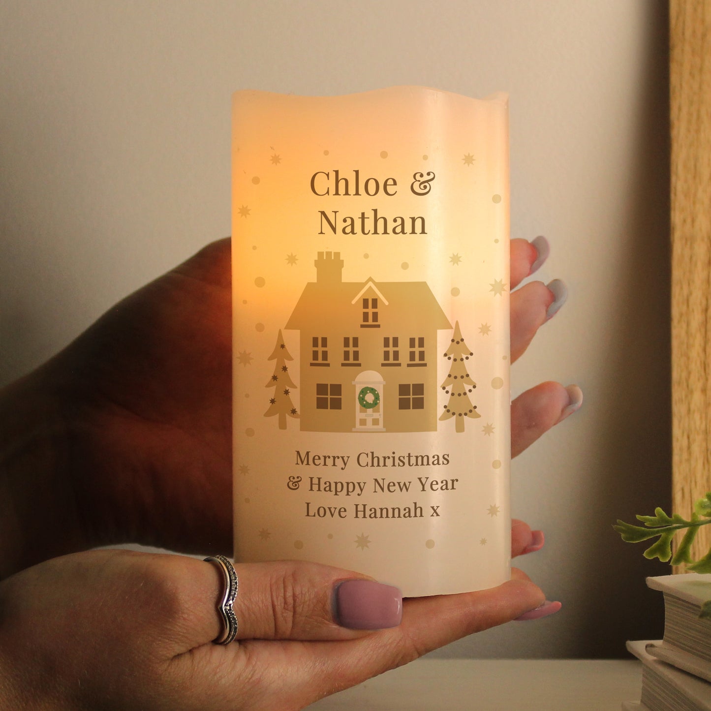 Personalised Festive Village LED Candle - MK&JD Gifts