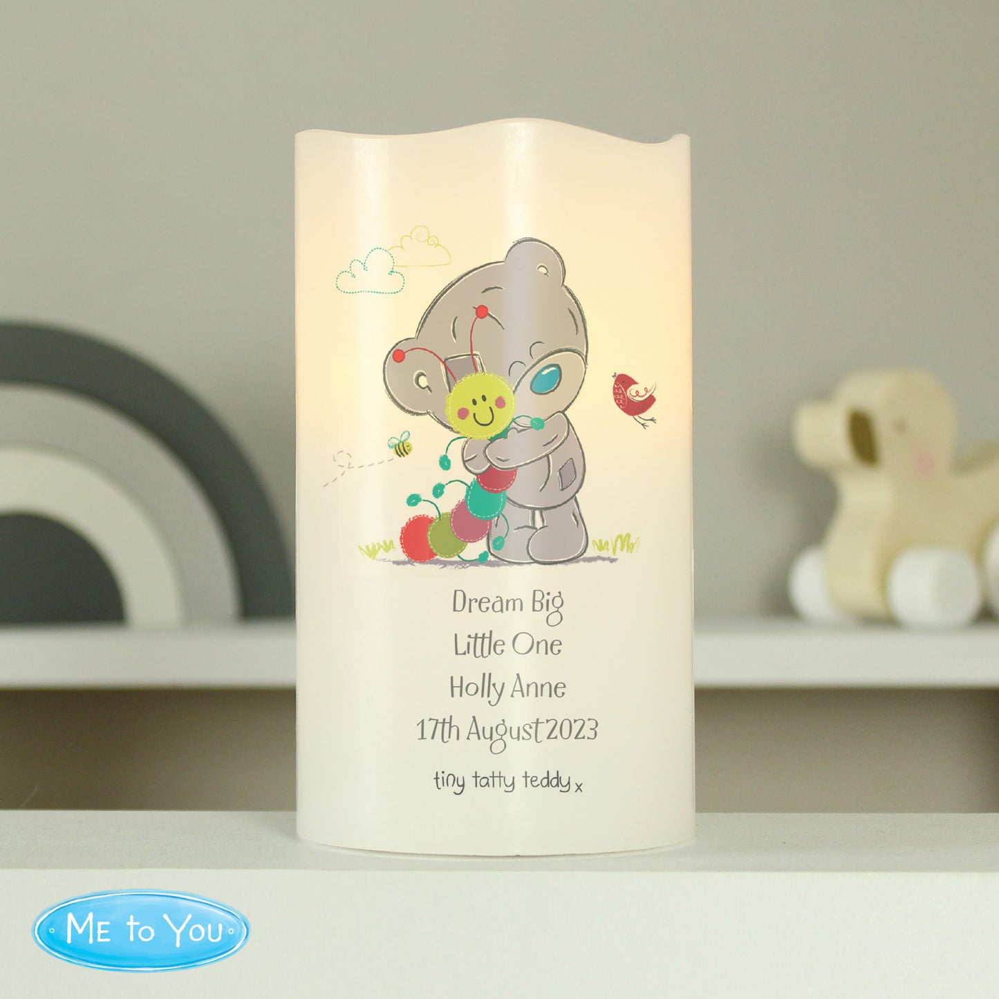 Personalised Tiny Tatty Teddy Cuddle Bug Nightlight LED Candle - MK&JD Gifts
