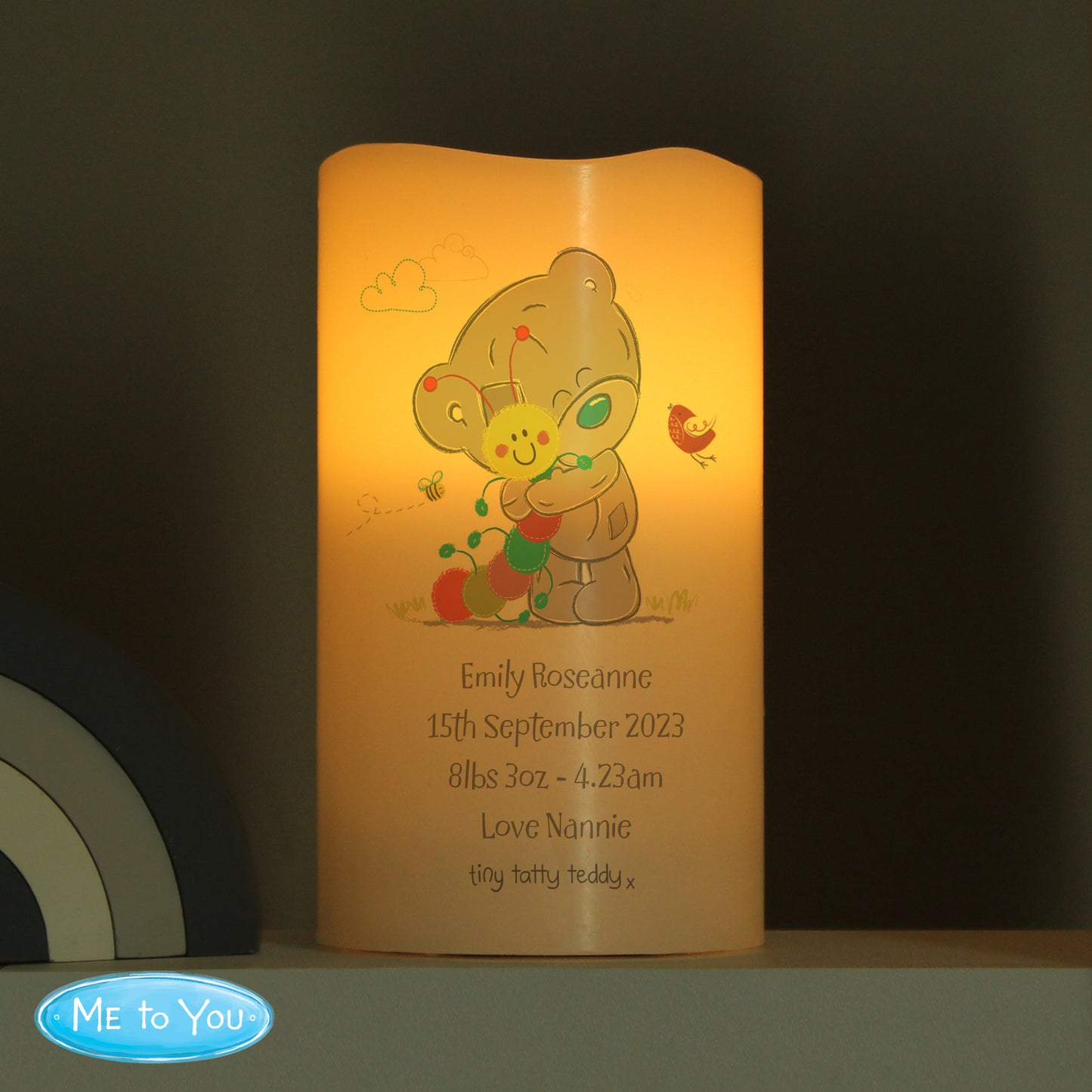 Personalised Tiny Tatty Teddy Cuddle Bug Nightlight LED Candle - MK&JD Gifts