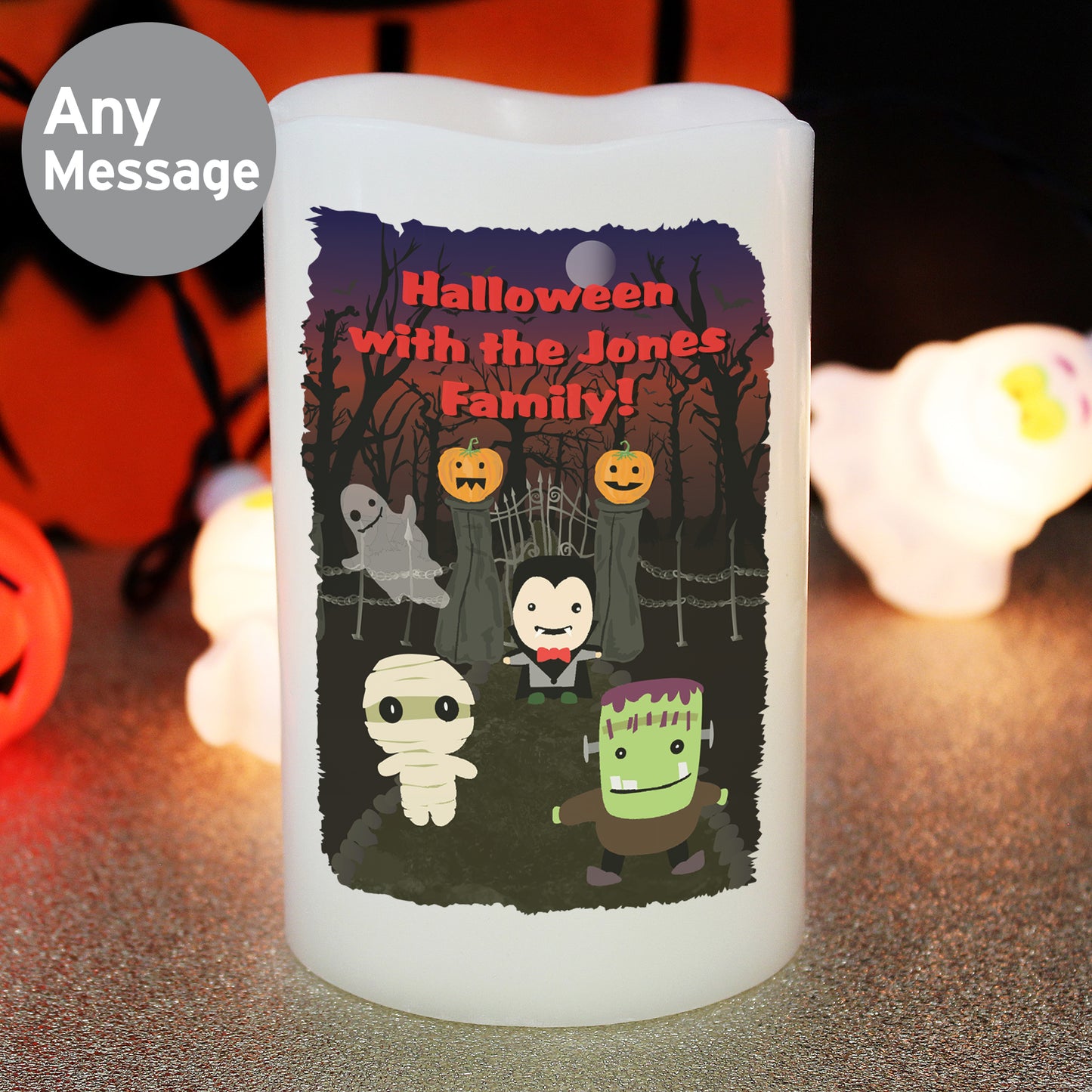 Personalised Halloween LED Candle - MK&JD Gifts