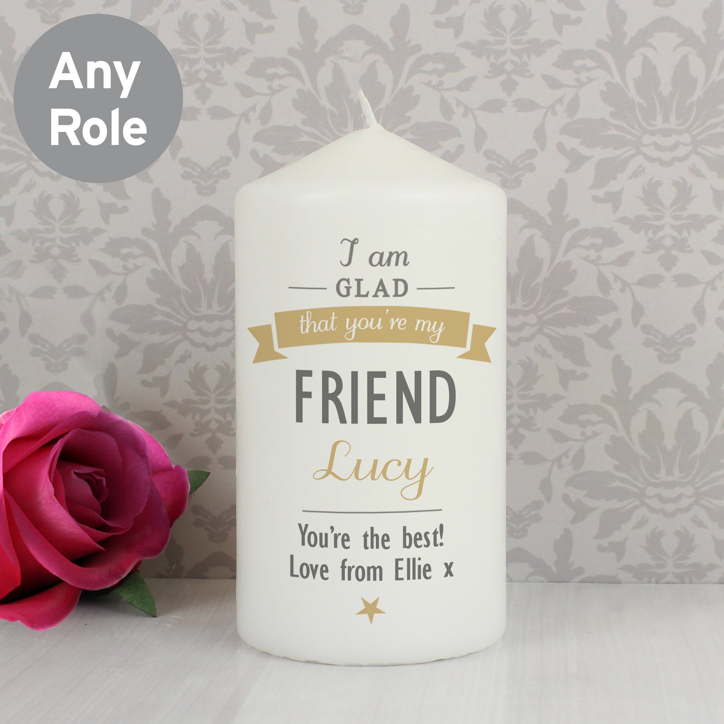 Personalised I Am Glad... Pillar Candle - MK&JD Gifts
