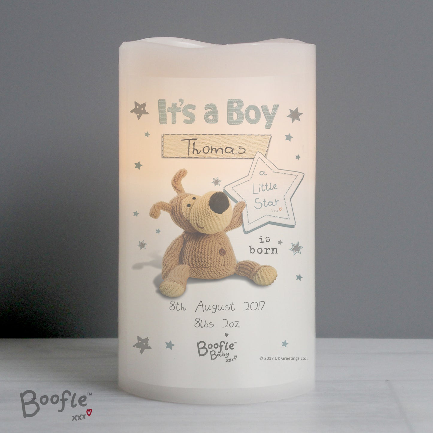 Personalised Boofle It's a Boy Nightlight LED Candle - MK&JD Gifts