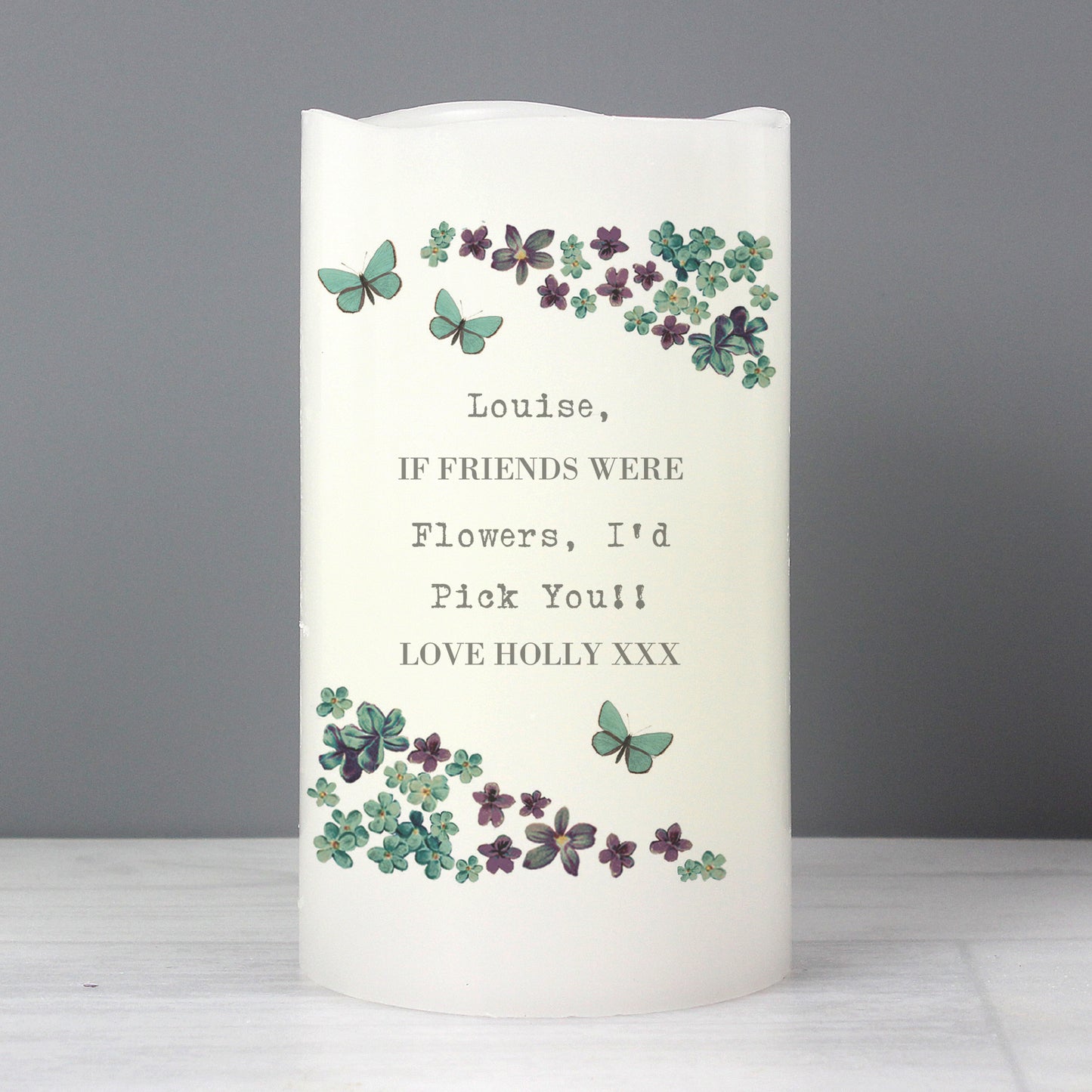 Personalised Forget Me Not LED Candle - MK&JD Gifts