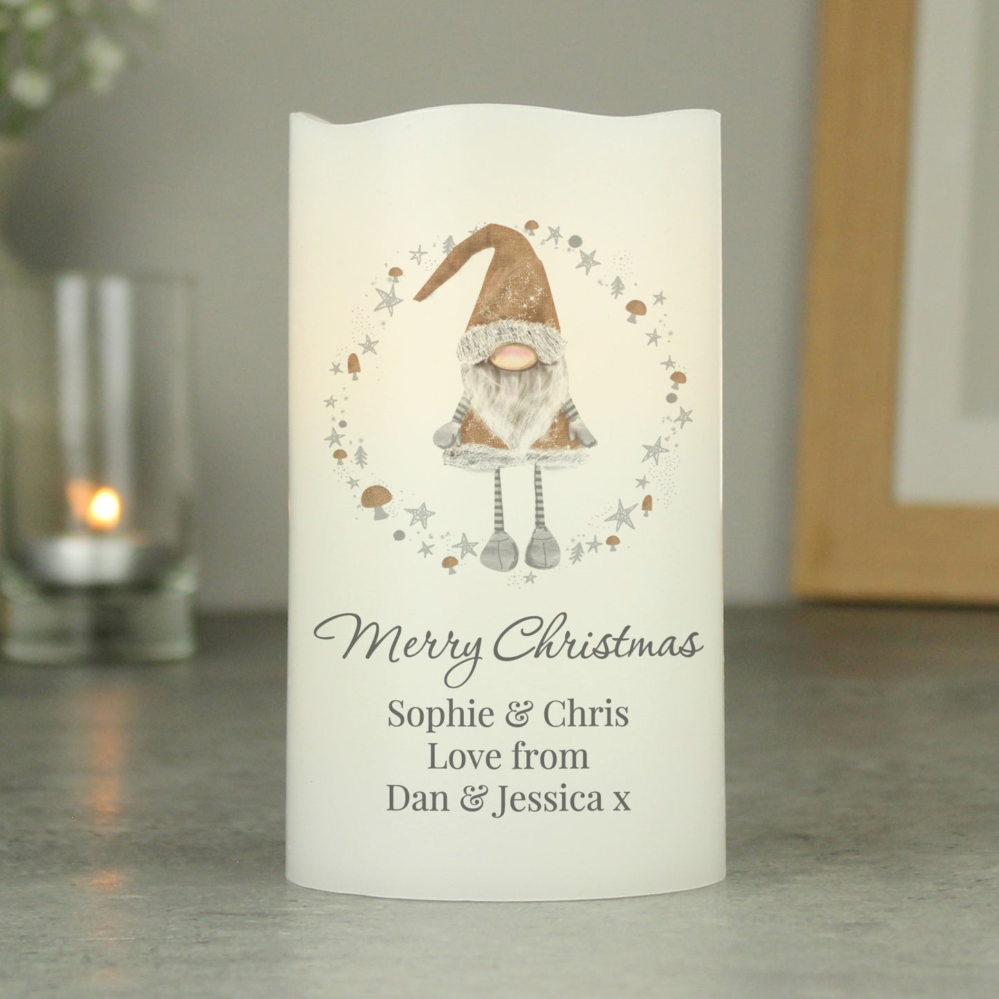 Personalised Christmas Gonk LED Candle - MK&JD Gifts