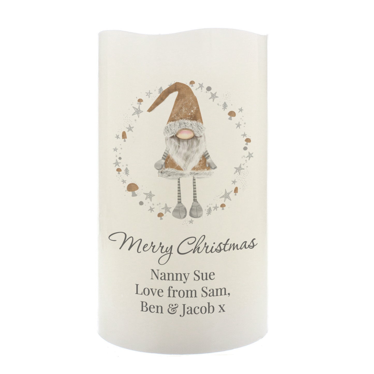 Personalised Christmas Gonk LED Candle - MK&JD Gifts