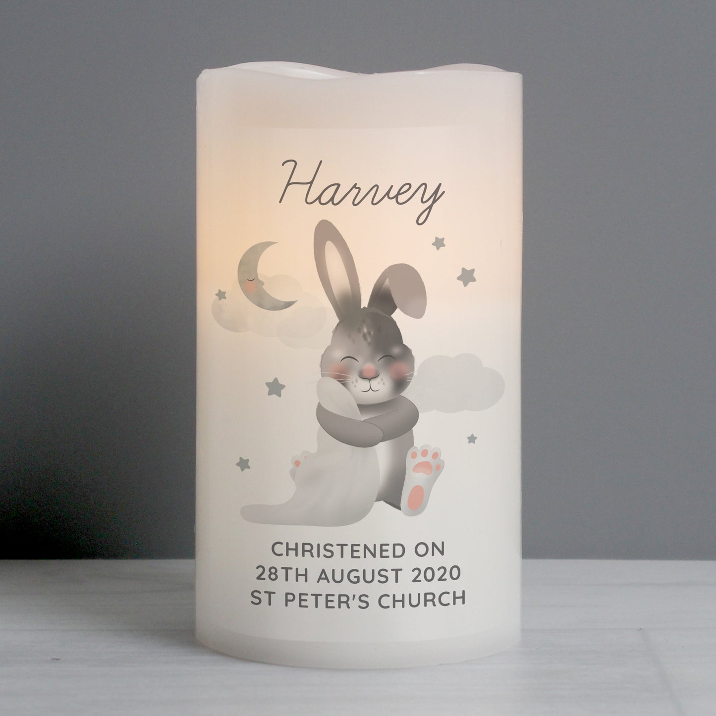 Personalised Baby Bunny LED Candle - MK&JD Gifts