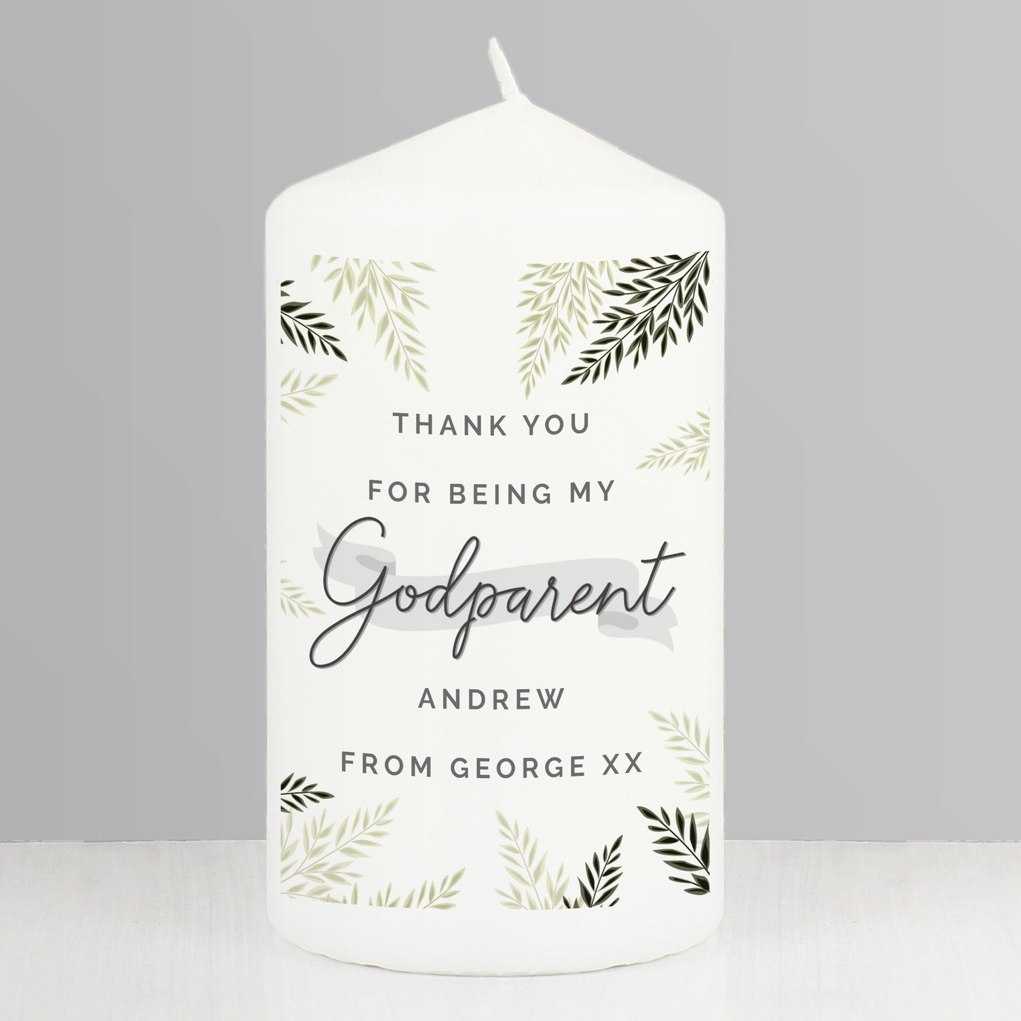 Personalised Godparent Pillar Candle - MK&JD Gifts
