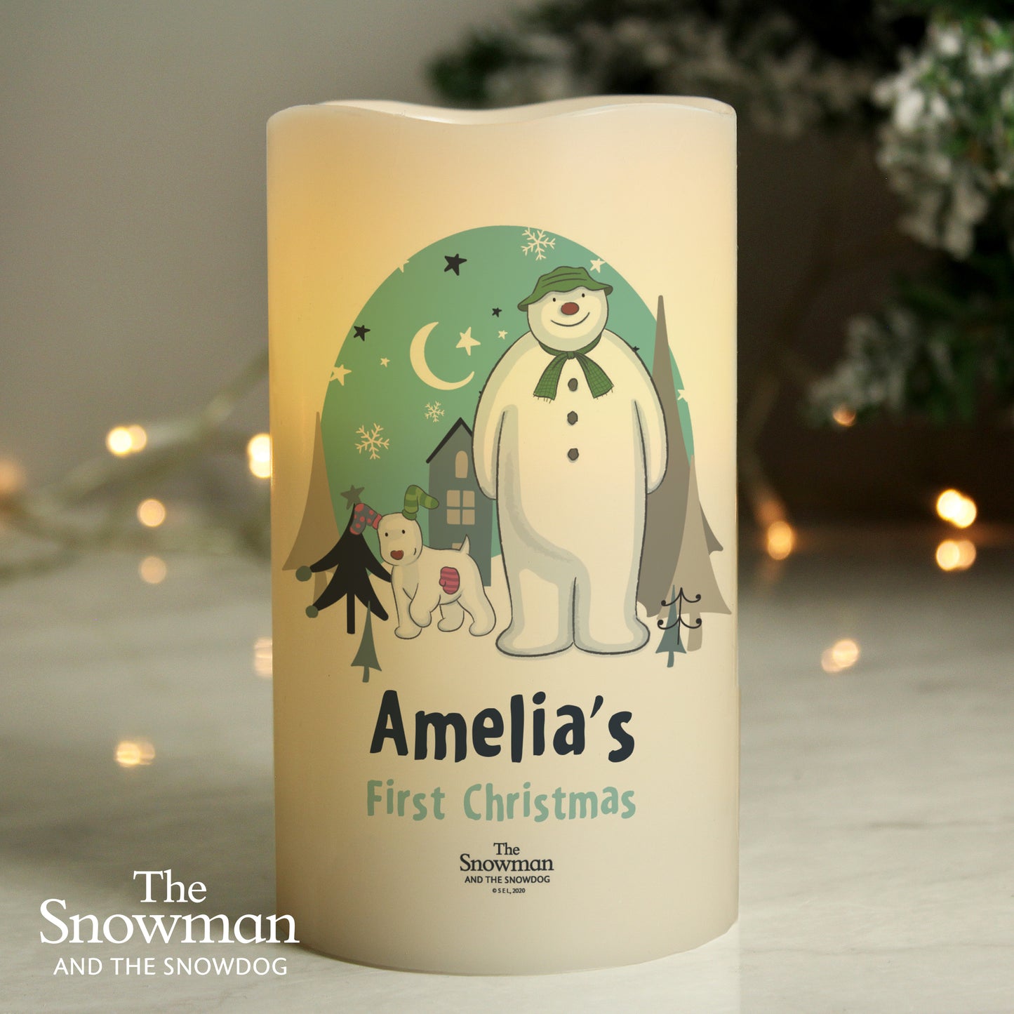 Personalised The Snowman and the Snowdog LED Candle - MK&JD Gifts