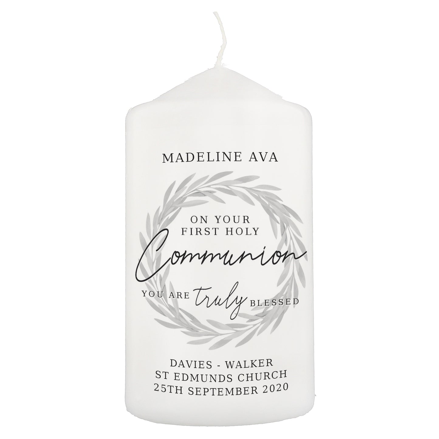 Personalised 'Truly Blessed' First Holy Communion Pillar Candle - MK&JD Gifts