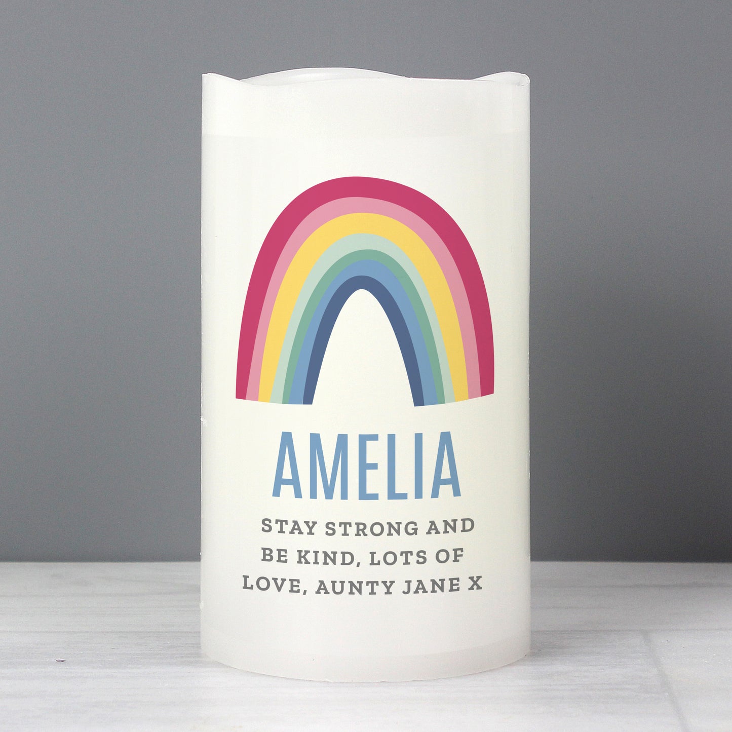 Personalised Rainbow LED Candle - MK&JD Gifts