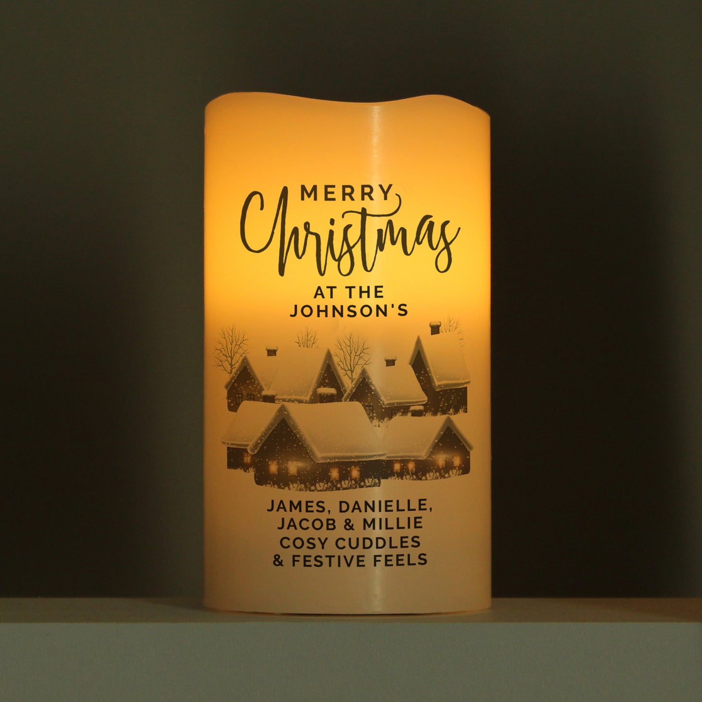 Personalised Christmas Town LED Candle - MK&JD Gifts