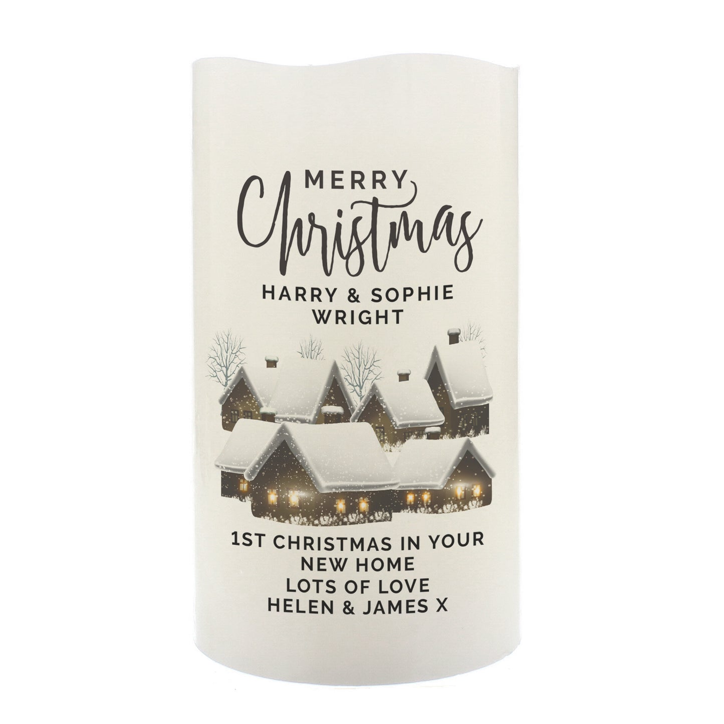 Personalised Christmas Town LED Candle - MK&JD Gifts