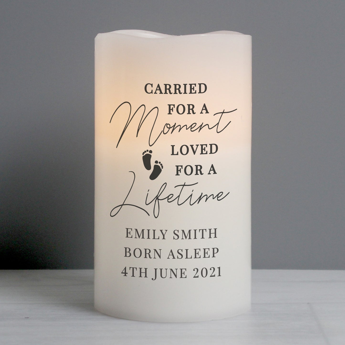 Personalised Carried For A Moment Led Candle - MK&JD Gifts