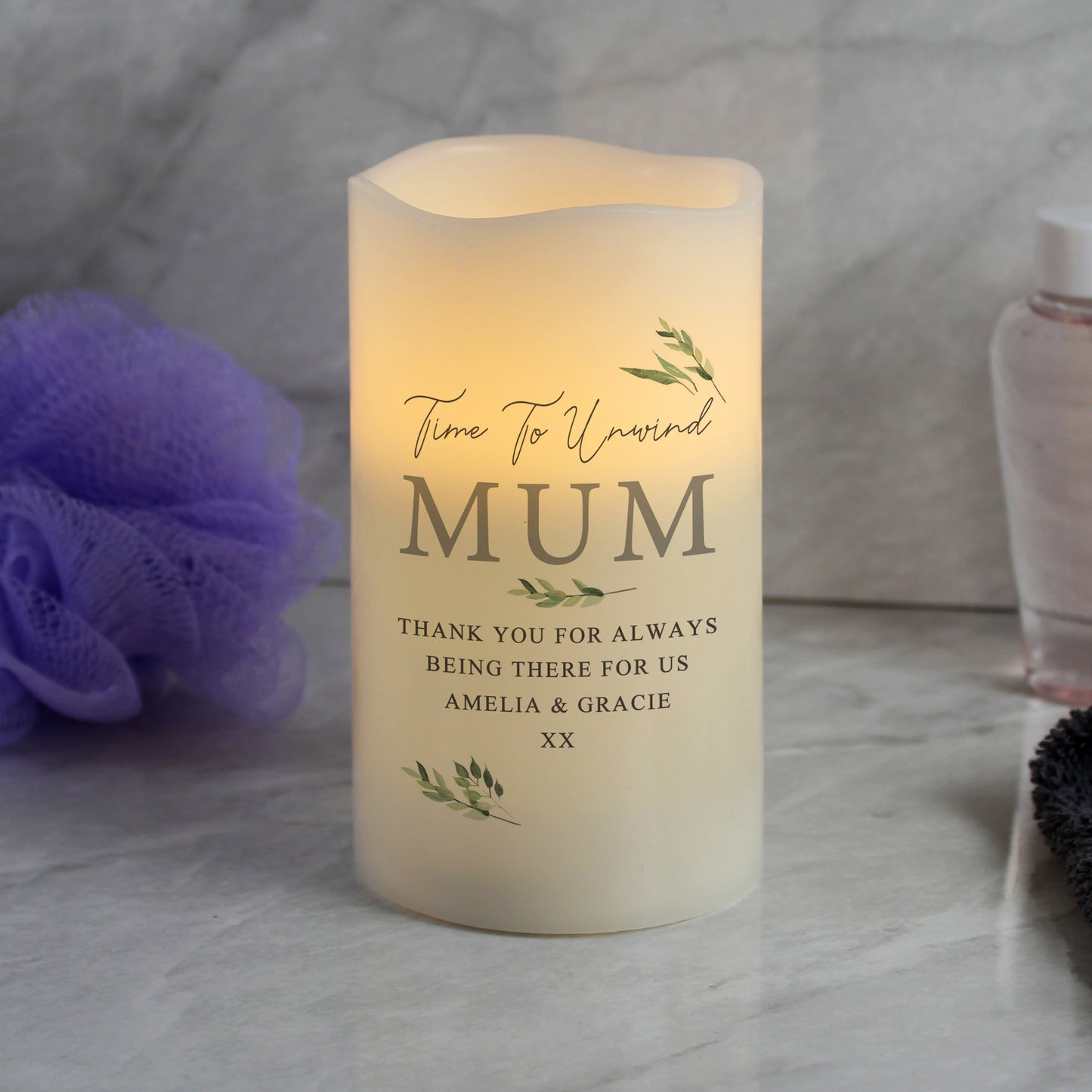 Personalised Botanical LED Candle - MK&JD Gifts