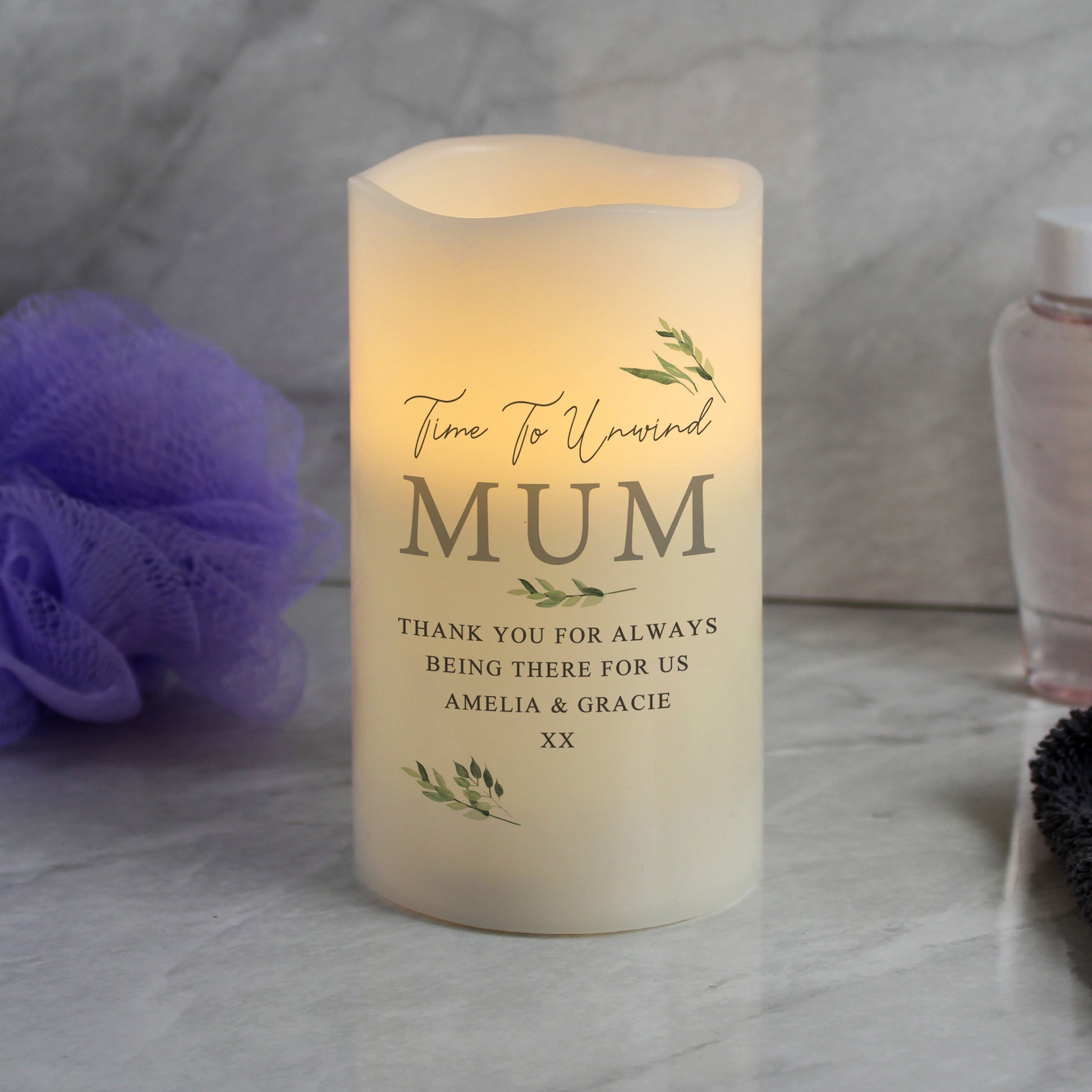 Personalised Botanical LED Candle - MK&JD Gifts
