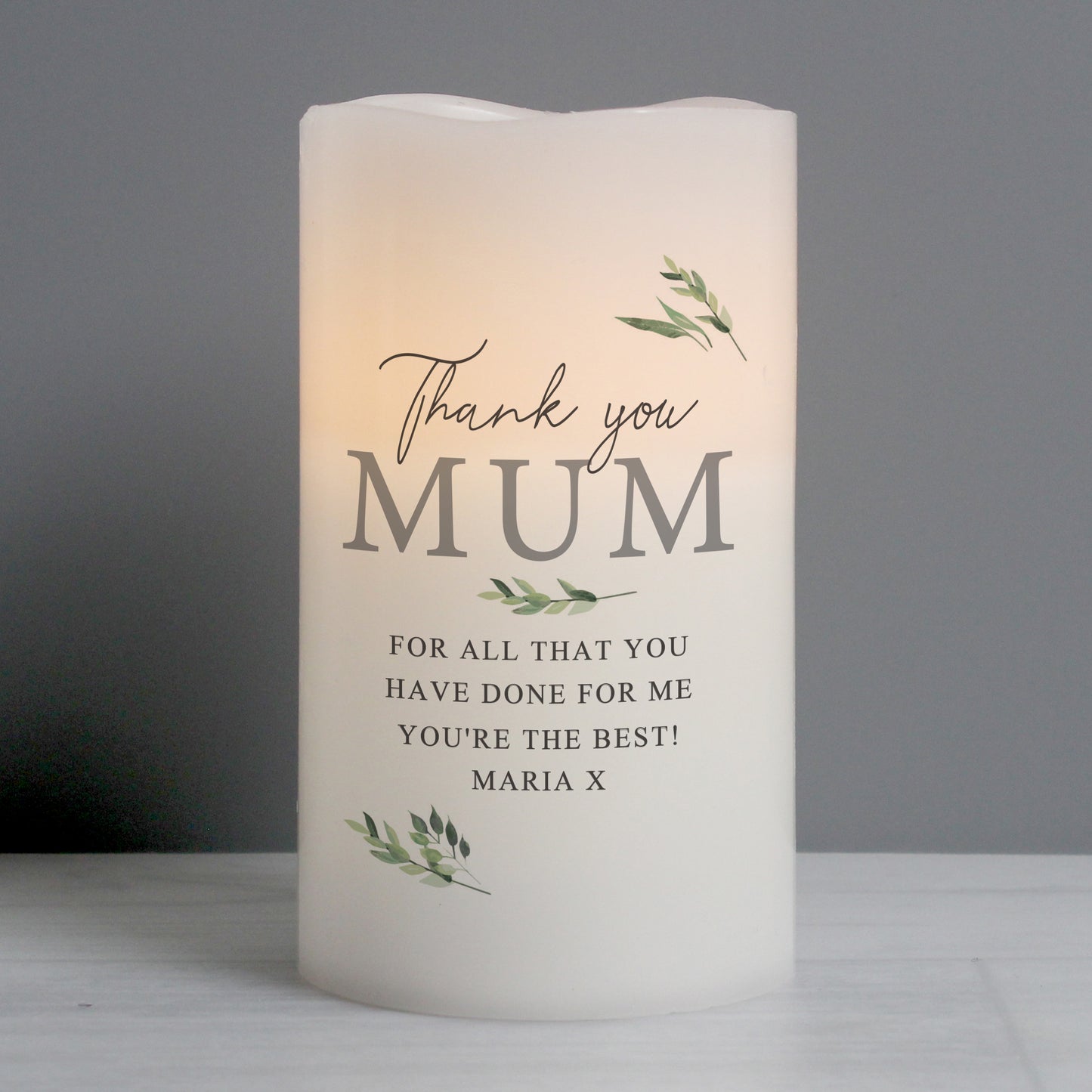 Personalised Botanical LED Candle - MK&JD Gifts
