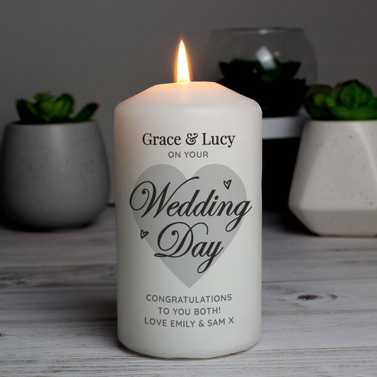 Personalised On Your Wedding Day Pillar Candle - MK&JD Gifts