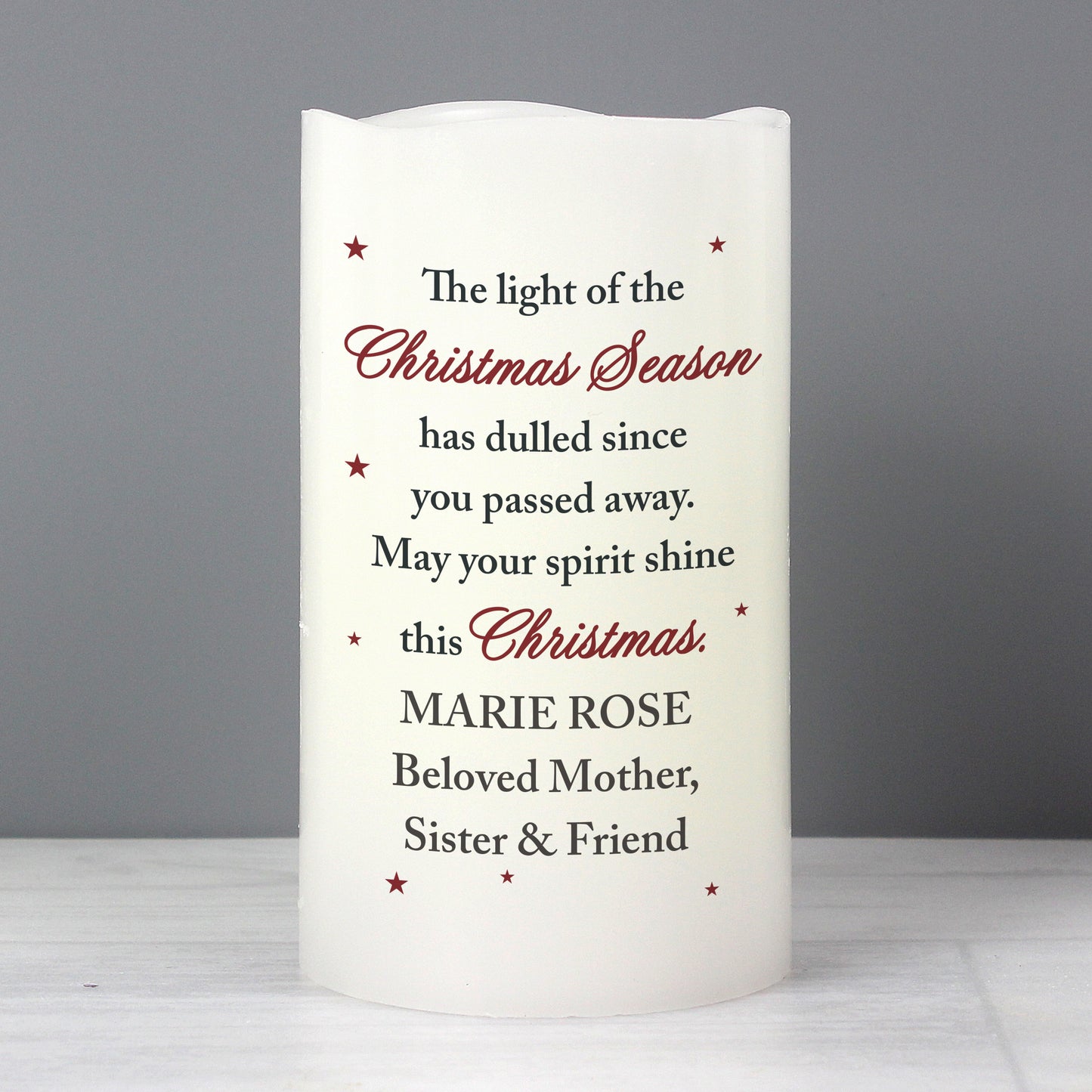 Personalised Christmas Season Memorial LED Candle - MK&JD Gifts