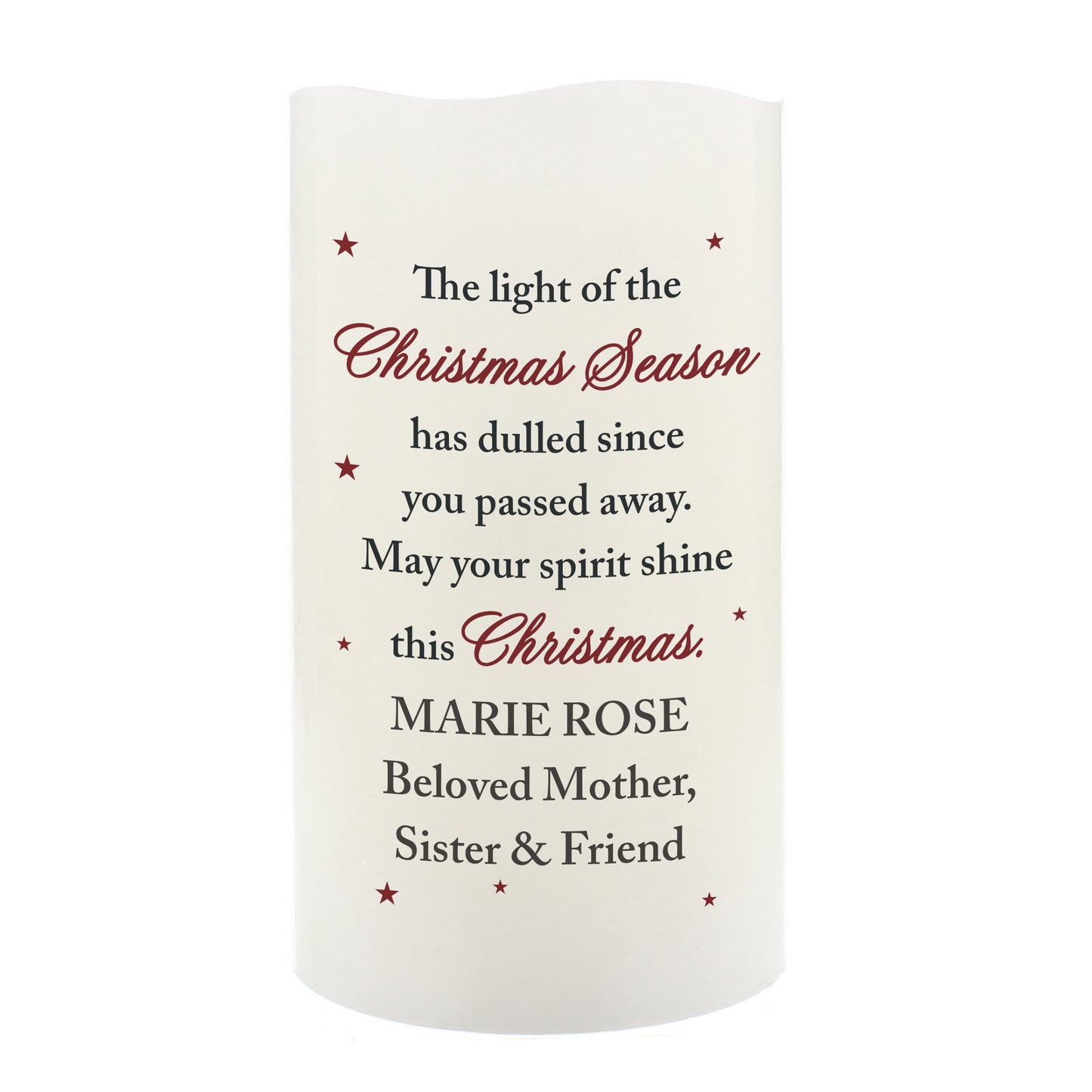 Personalised Christmas Season Memorial LED Candle - MK&JD Gifts
