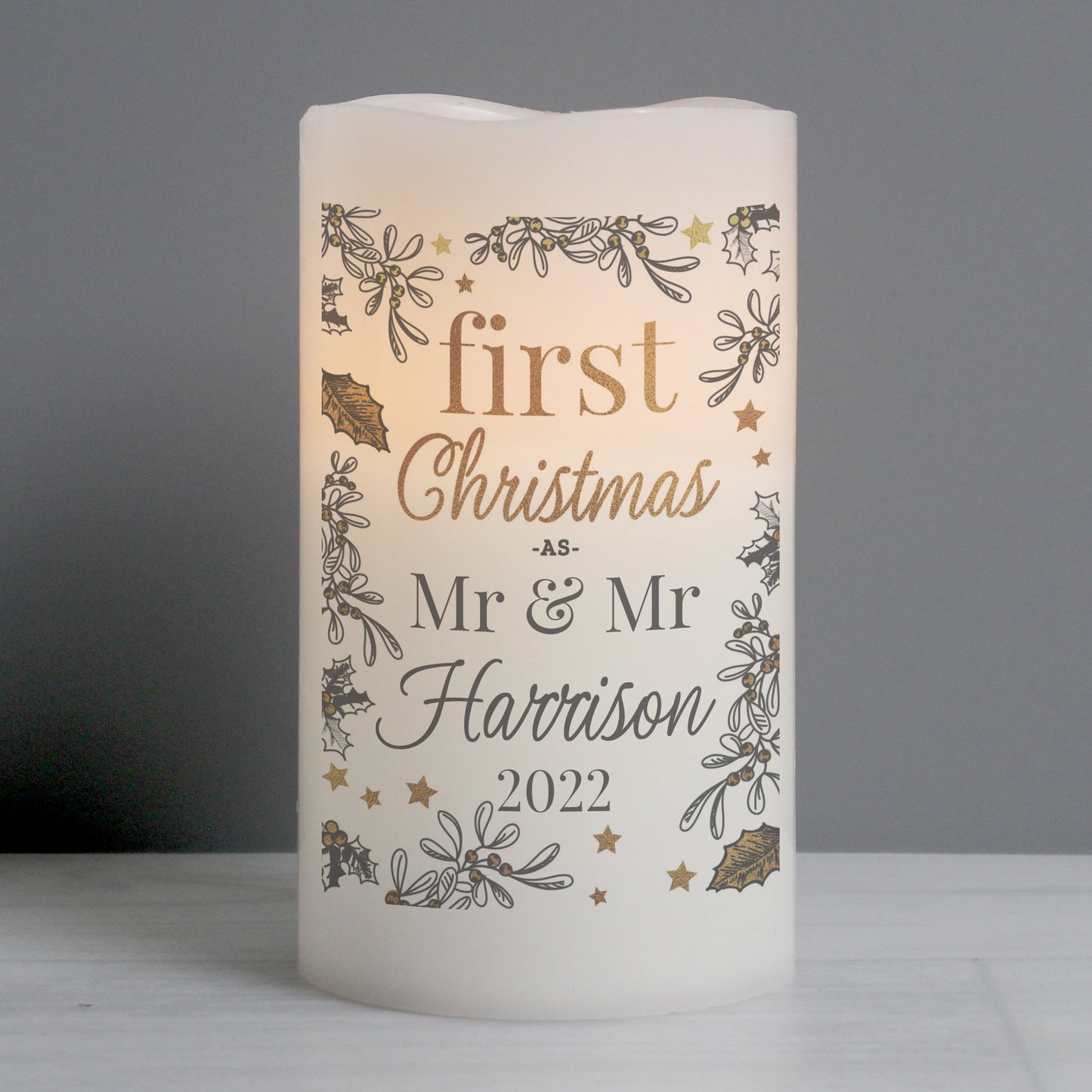Personalised First Christmas LED Candle - MK&JD Gifts