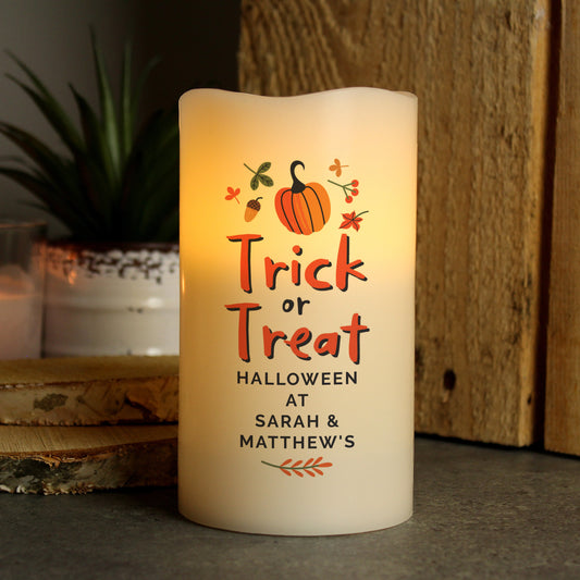 Personalised Trick or Treat LED Candle - MK&JD Gifts