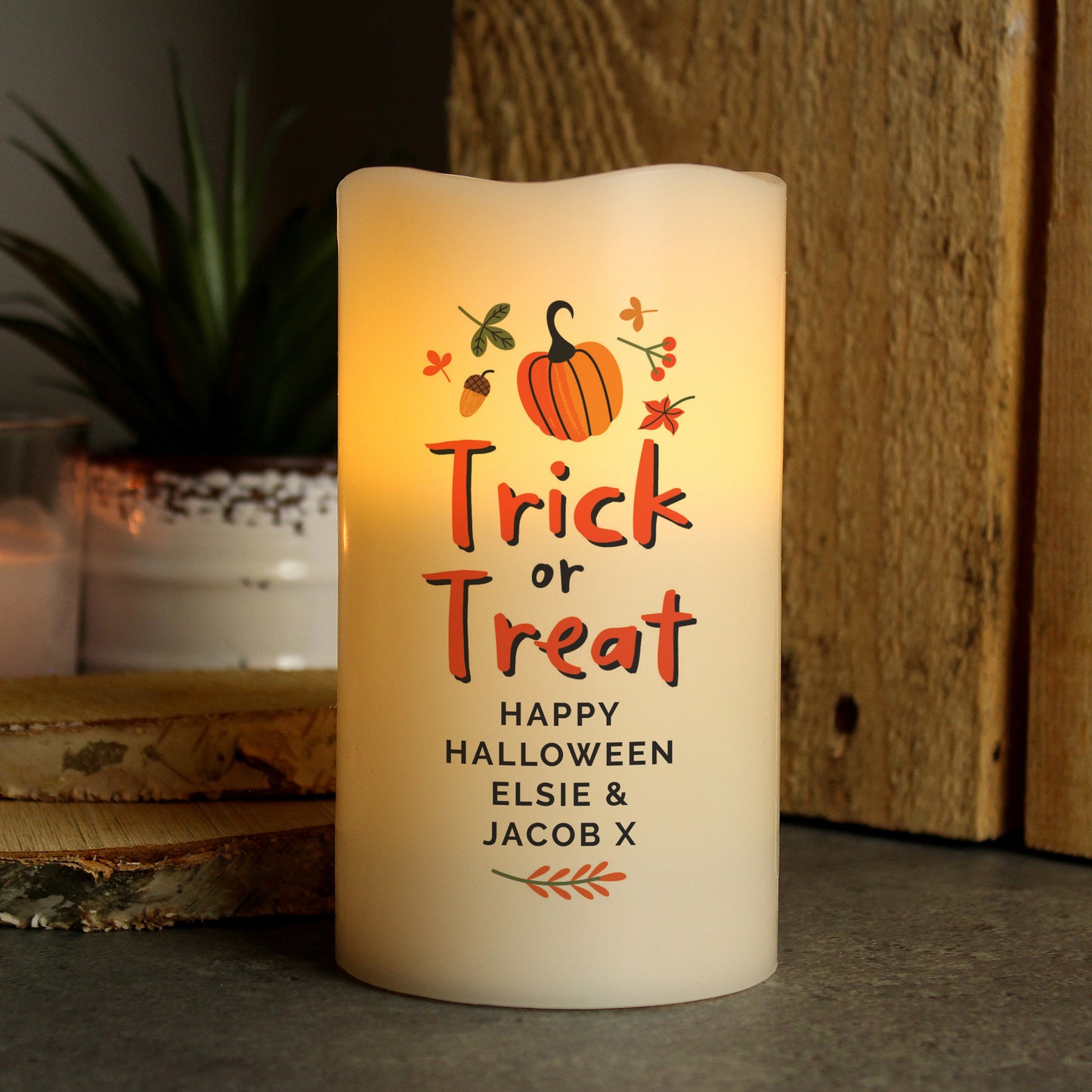 Personalised Trick or Treat LED Candle - MK&JD Gifts