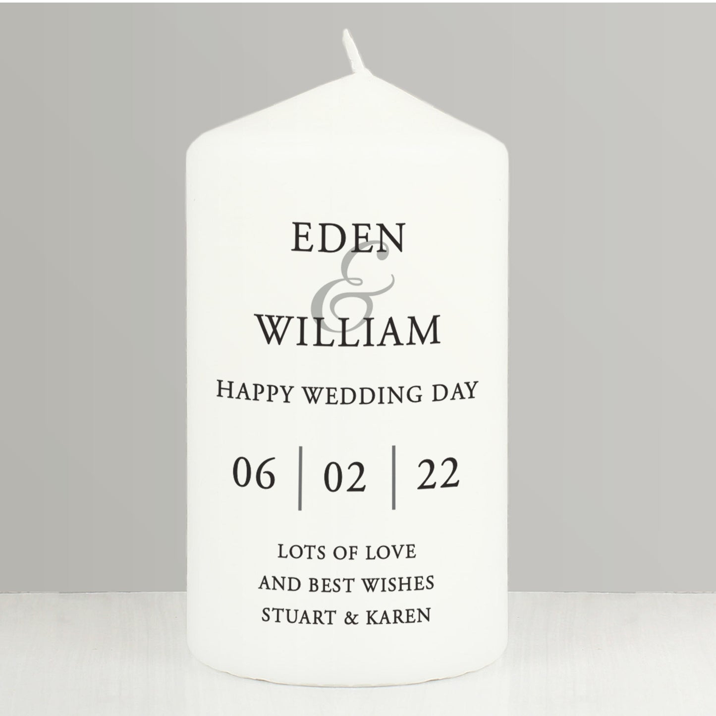 Personalised Couples Pillar Candle - MK&JD Gifts