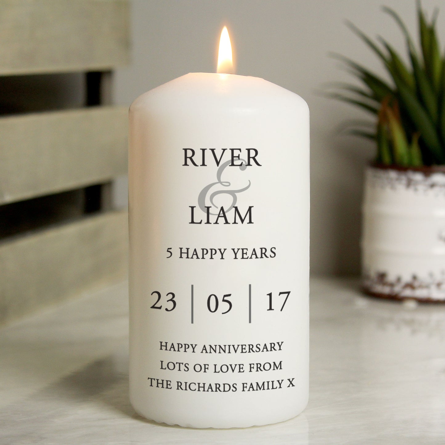 Personalised Couples Pillar Candle - MK&JD Gifts