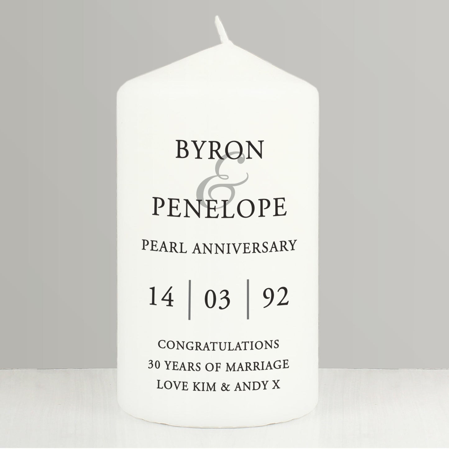 Personalised Couples Pillar Candle - MK&JD Gifts