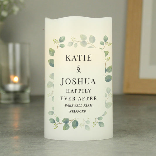 Personalised Botanical Free Text LED Candle - MK&JD Gifts