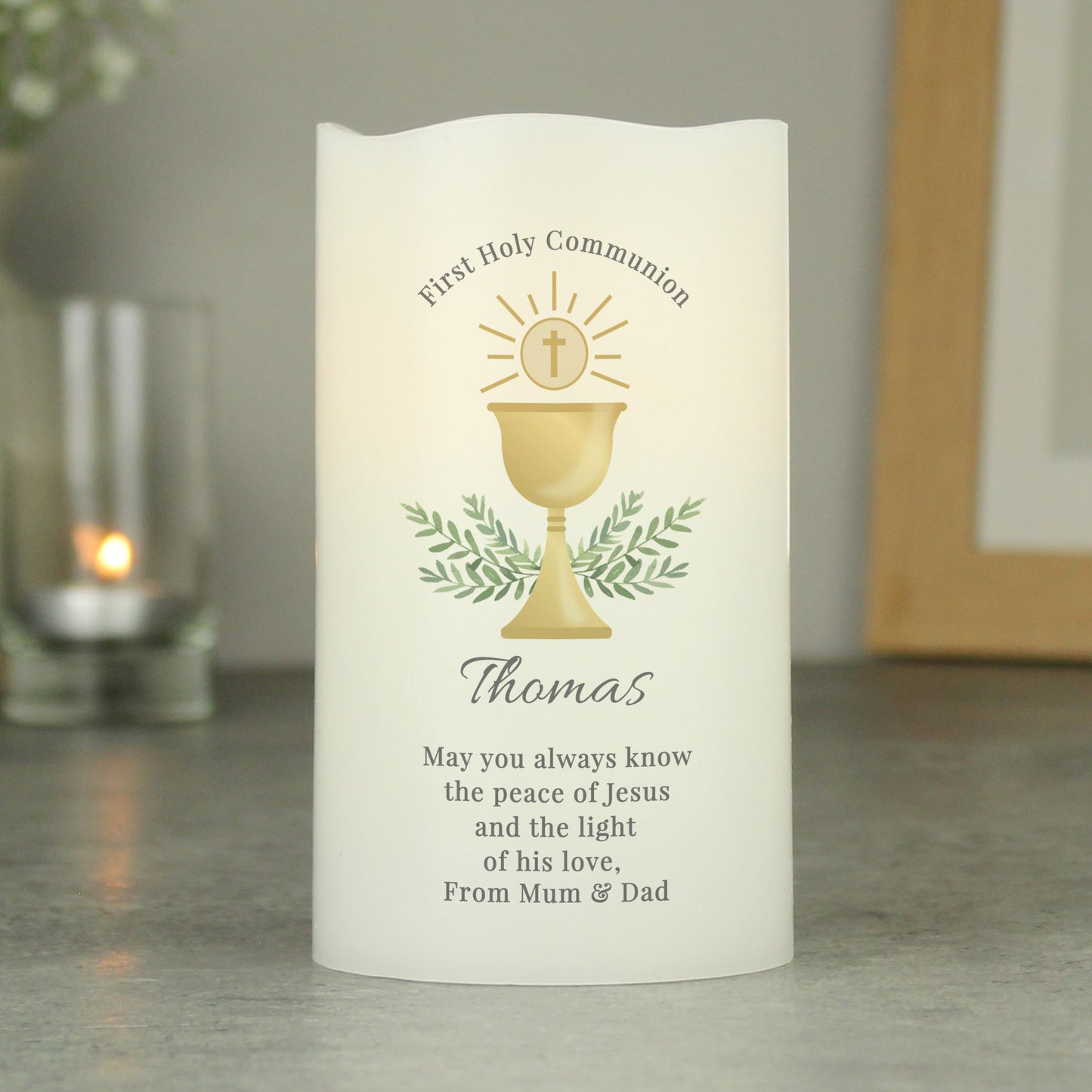 Personalised First Holy Communion LED Candle - MK&JD Gifts