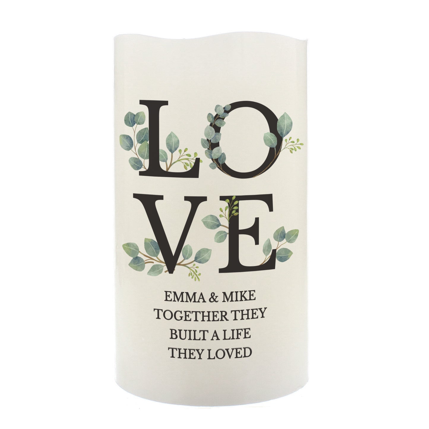 Personalised LOVE LED Candle - MK&JD Gifts