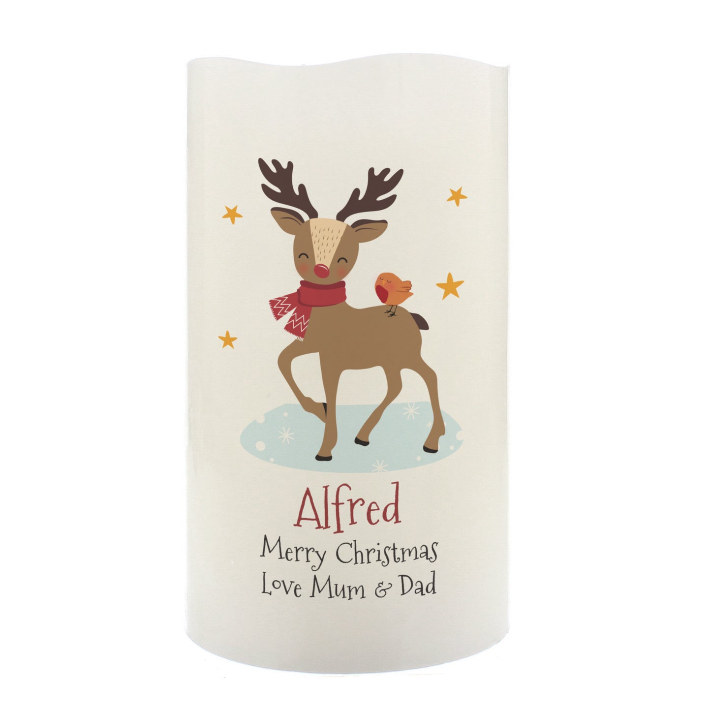 Personalised Christmas Reindeer LED Candle - MK&JD Gifts