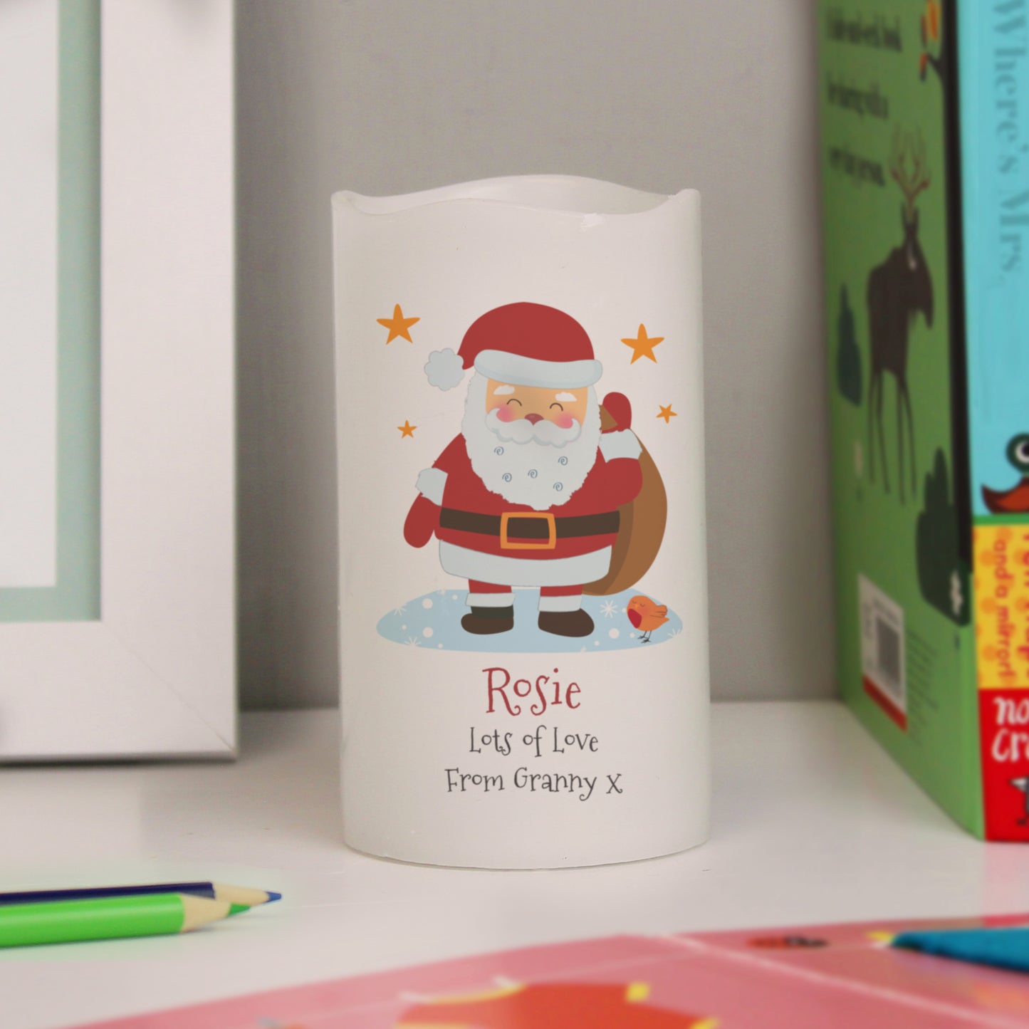 Personalised Christmas Santa LED Candle - MK&JD Gifts