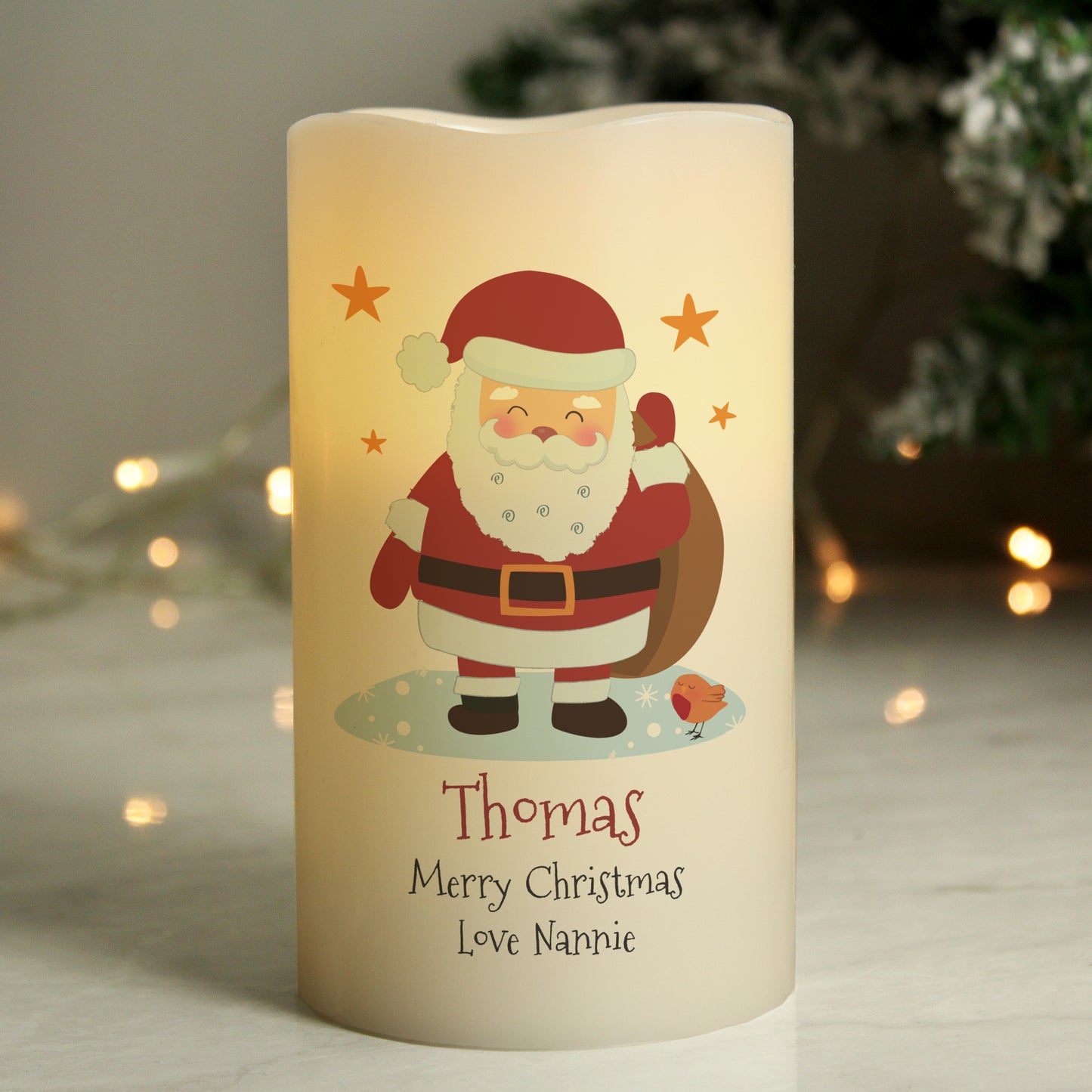 Personalised Christmas Santa LED Candle - MK&JD Gifts