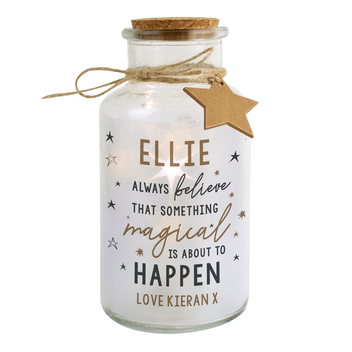 Personalised Magical Things Happen LED Glass Jar - MK&JD Gifts