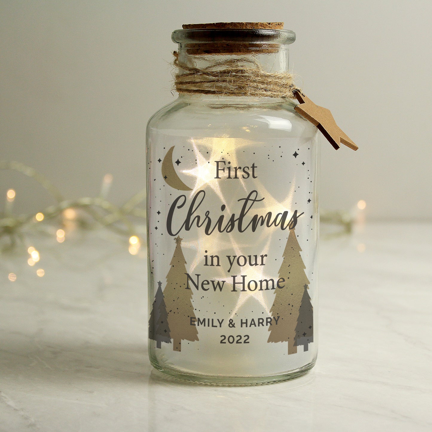 Personalised Christmas Tree LED Glass Jar - MK&JD Gifts