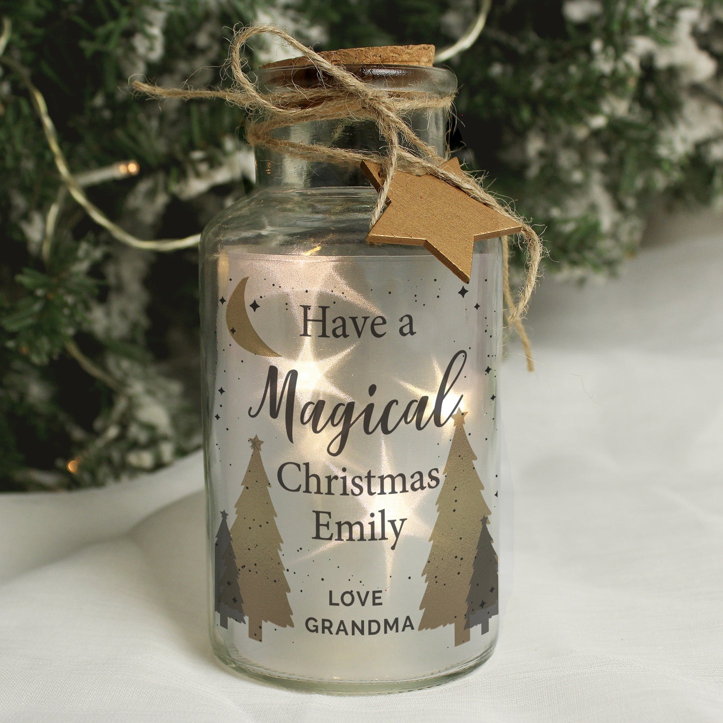 Personalised Christmas Tree LED Glass Jar - MK&JD Gifts