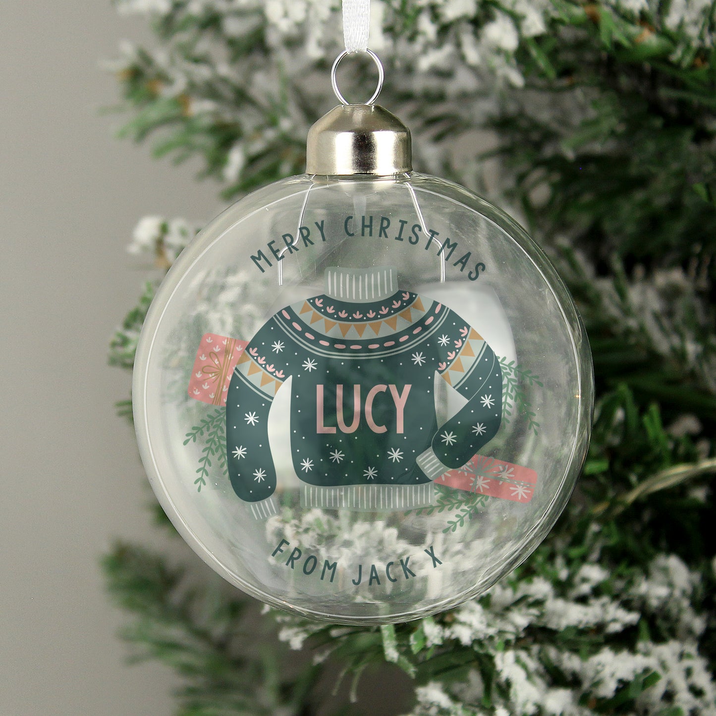 Personalised Cosy Christmas Glass Bauble - MK&JD Gifts
