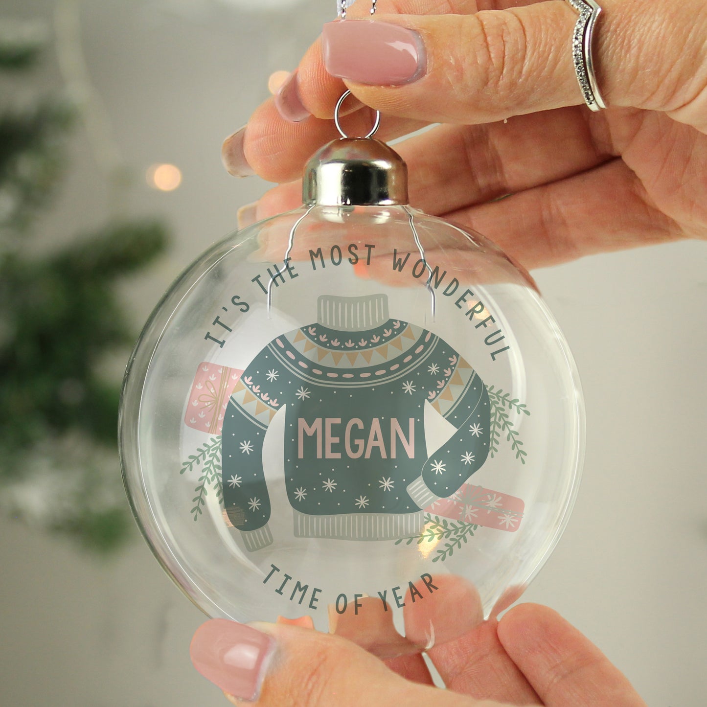 Personalised Cosy Christmas Glass Bauble - MK&JD Gifts