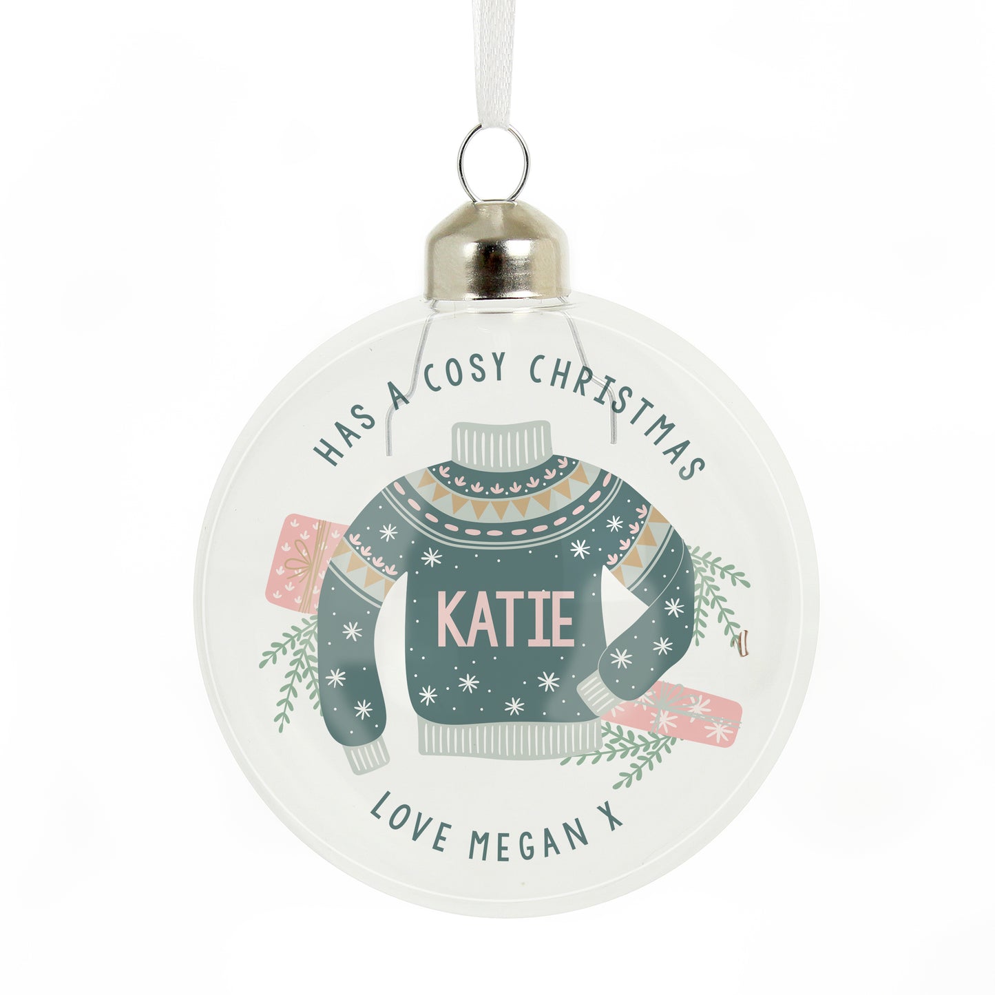 Personalised Cosy Christmas Glass Bauble - MK&JD Gifts