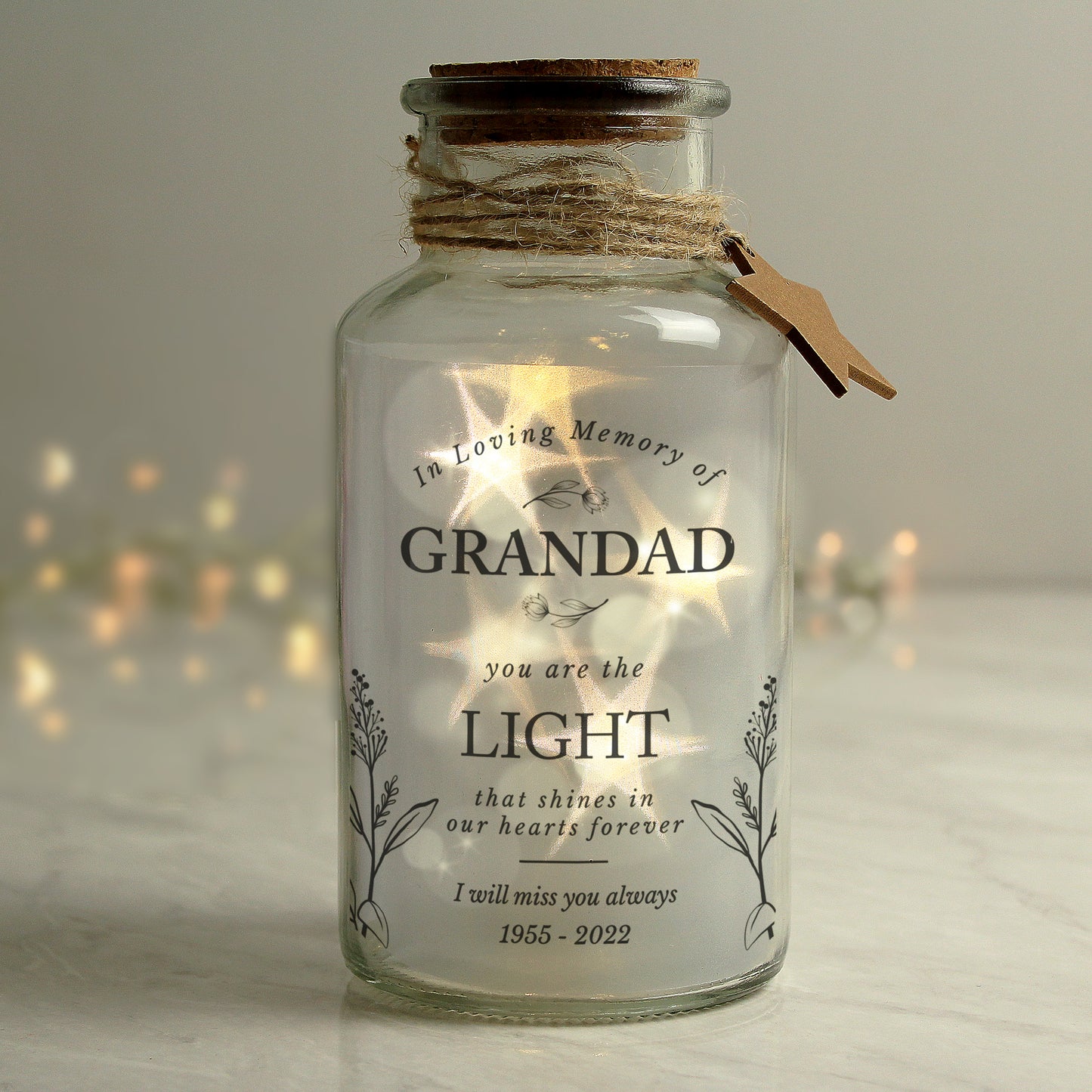 Personalised In Loving Memory LED Glass Jar - MK&JD Gifts