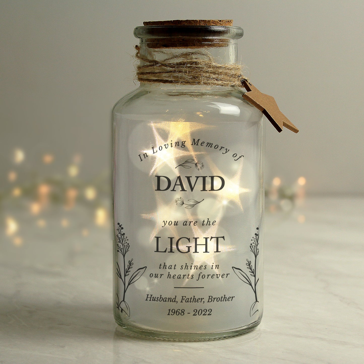 Personalised In Loving Memory LED Glass Jar - MK&JD Gifts